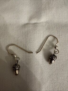 Sterling Silver Acorn Drop Earrings - Silver